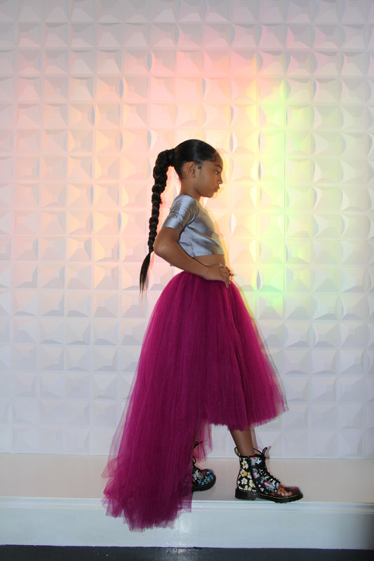 HI-LOW MAGENTA TULLE SKIRT